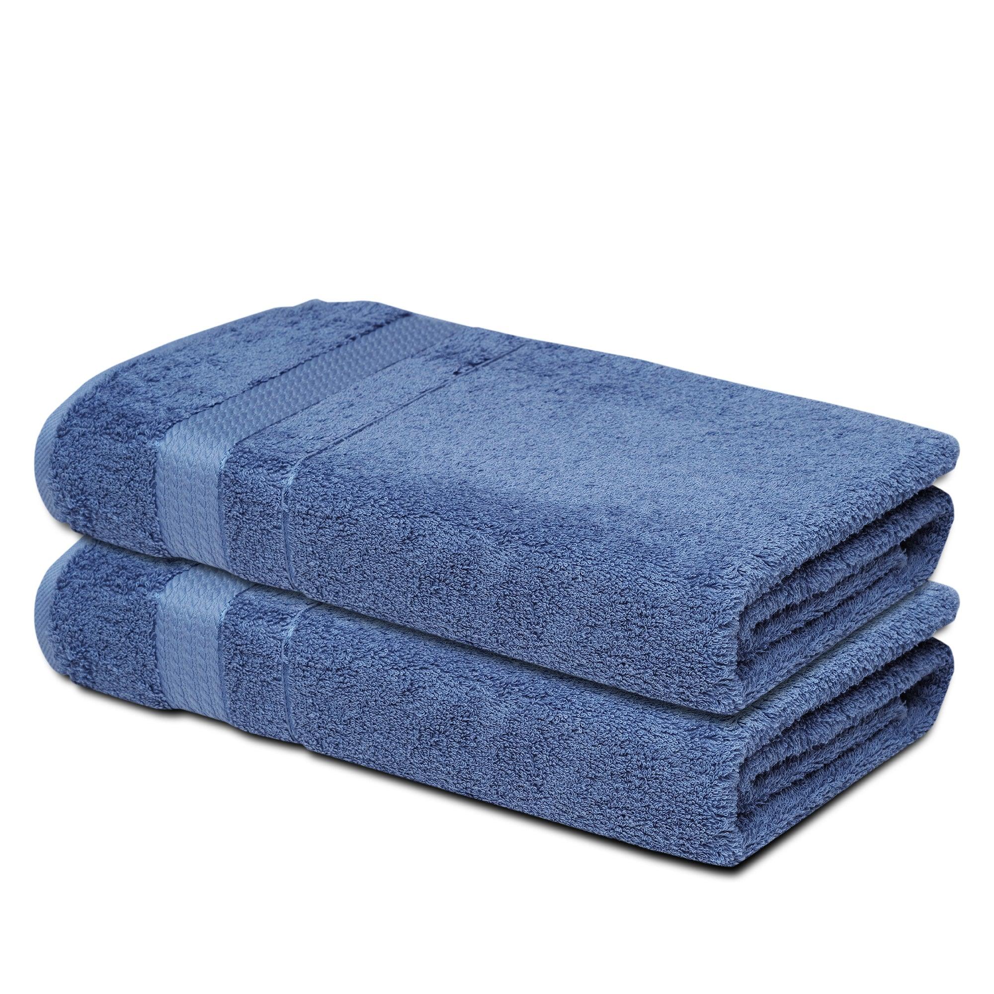 Set of 2 Navy and Light Blue Linen Kitchen Towels Twill - LinenMe