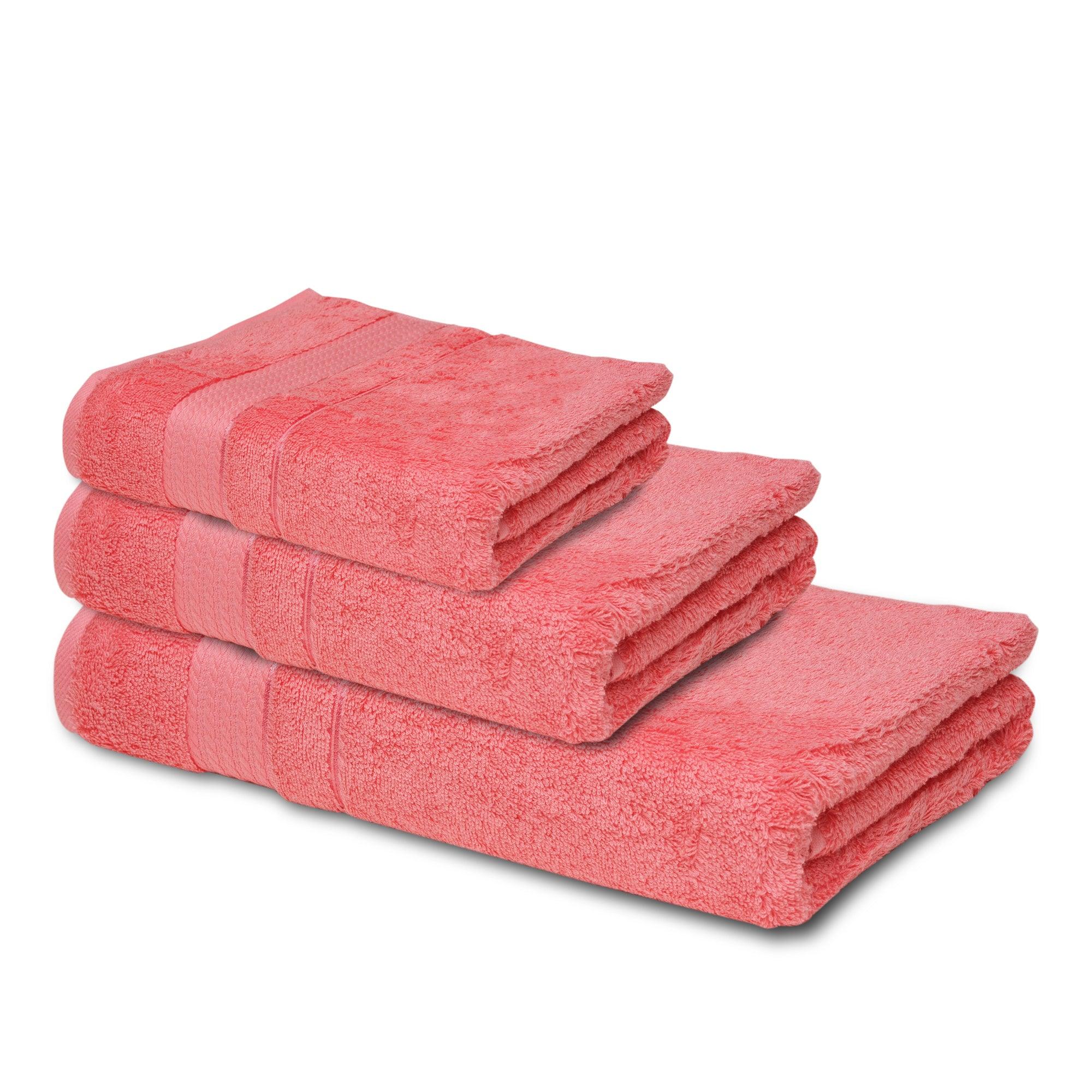 Line Super Soft Cotton Bath Towels (Salmon Pink), For Bathroom, Size:  170x85 cm